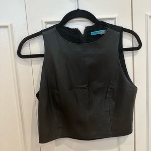 Alice and Olivia Black Leather Top, size 6